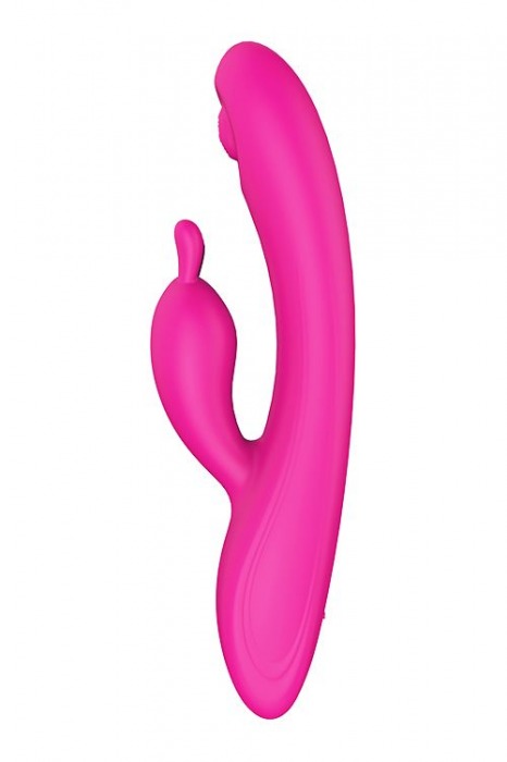 Ярко-розовый вибромассажер-кролик TAPPING BUNNY - 21,3 см. - Dream Toys