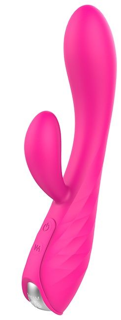 Ярко-розовый вибромассажер с клиторальным отростком HONEY DIP - 21,3 см. - Dream Toys