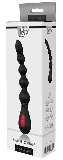 Черный вибромассажер для анальной стимуляции ANAL FLEXI BEADS - 21 см. - Dream Toys