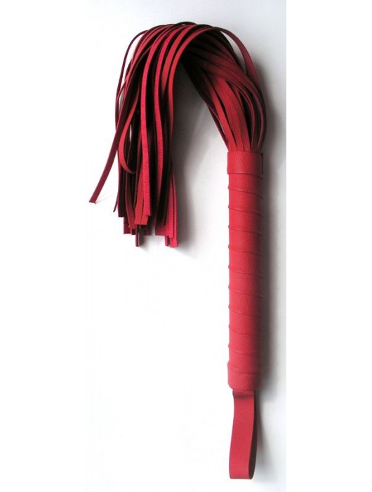 Красная многохвостая плеть с круглой ручкой - 46 см. - Bior toys - купить с доставкой в Ростове-на-Дону
