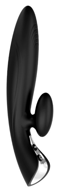 Черный вибромассажер с клиторальным отростком THRILLING STARSHIP - 21,8 см. - Dream Toys