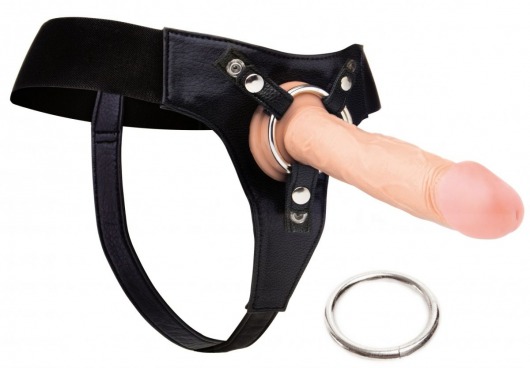 Черные трусики Harness Deluxe для страпона O-ring - Shots Media BV - купить с доставкой в Ростове-на-Дону