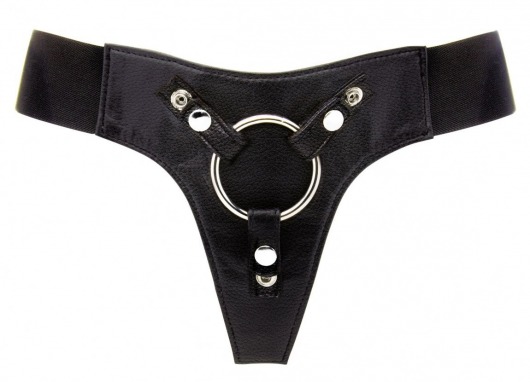 Черные трусики Harness Deluxe для страпона O-ring - Shots Media BV - купить с доставкой в Ростове-на-Дону