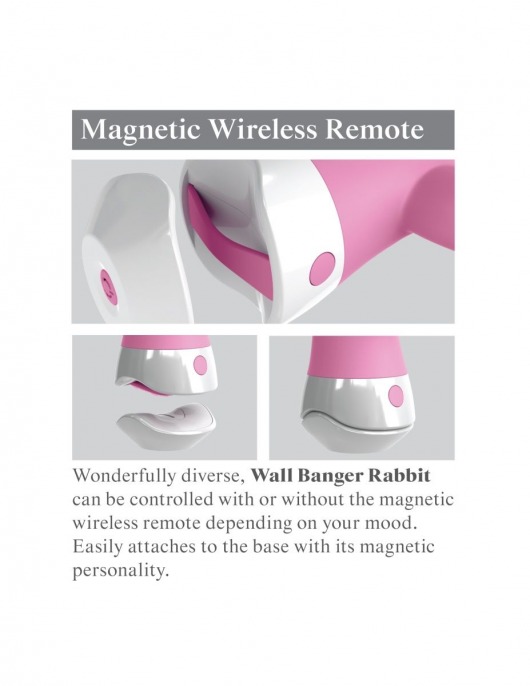Розовый вибратор-кролик со съемной присоской Wall Banger Rabbit - 19,9 см. - Pipedream