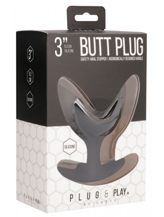 Черная анальная пробка-эспандер Split 4 - 8,5 см. - Shots Media BV