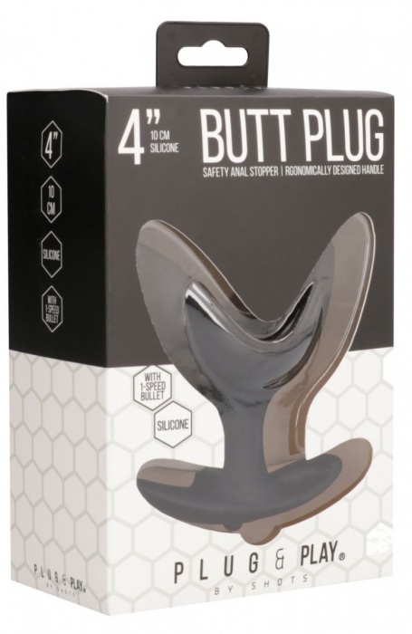 Черная анальная пробка-эспандер Split 6 - 10,5 см. - Shots Media BV