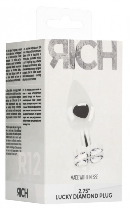 Серебристая анальная пробка с прозрачными кристаллами в форме клевера - 7 см. - Shots Media BV - купить с доставкой в Ростове-на-Дону