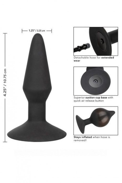 Расширяющаяся анальная пробка со съемным шлангом Medium Silicone Inflatable Plug - 10,75 см. - California Exotic Novelties