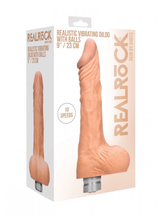 Телесный вибратор Vibrating Dildo With Balls - 25 см. - Shots Media BV