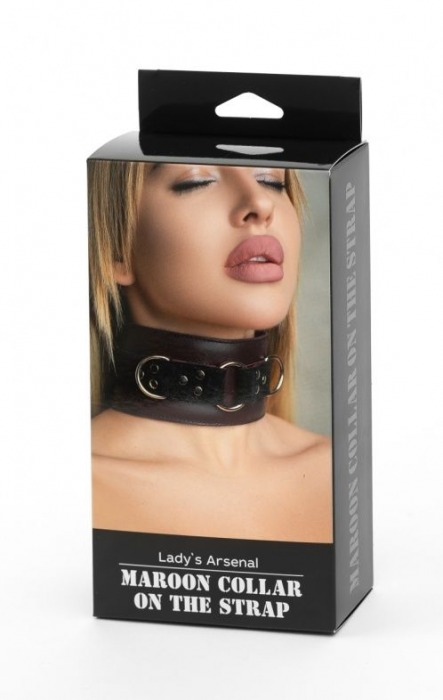 Бордовый ошейник Ladys Arsenal на регулируемом ремешке - БДСМ Арсенал - купить с доставкой в Ростове-на-Дону