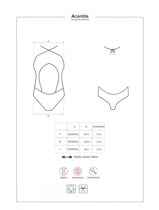 Слитный женский купальник Acantila - Obsessive купить с доставкой