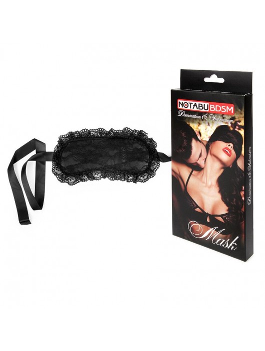Черная кружевная маска с атласной лентой - Notabu - купить с доставкой в Ростове-на-Дону