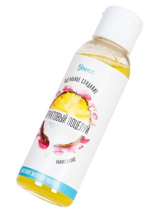 Массажное масло для поцелуев «Фруктовый поцелуй» с ароматом ананаса и кокоса - 100 мл. - ToyFa - купить с доставкой в Ростове-на-Дону