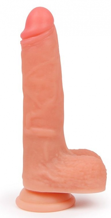 Телесный реалистичный вибратор-ротатор на присоске - Bior toys