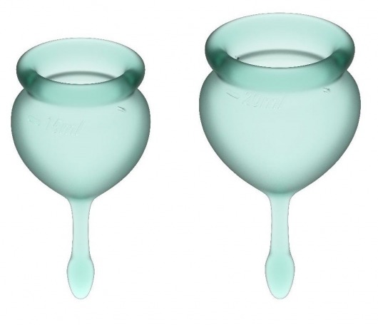 Набор темно-зеленых менструальных чаш Feel good Menstrual Cup - Satisfyer - купить с доставкой в Ростове-на-Дону