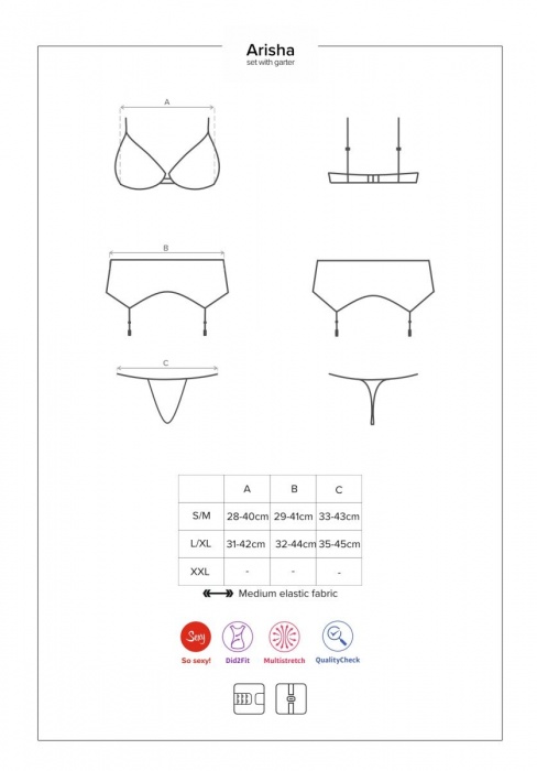 Роскошный комплект белья Arisha с поясом для чулок - Obsessive купить с доставкой