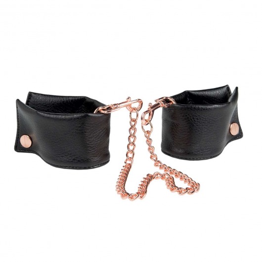 Черные мягкие наручники Entice French Cuffs с цепью - California Exotic Novelties - купить с доставкой в Ростове-на-Дону