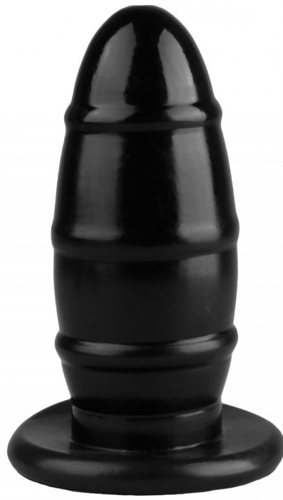 Черная овальная анальная втулка с ребрышками - 16,5 см. - Джага-Джага