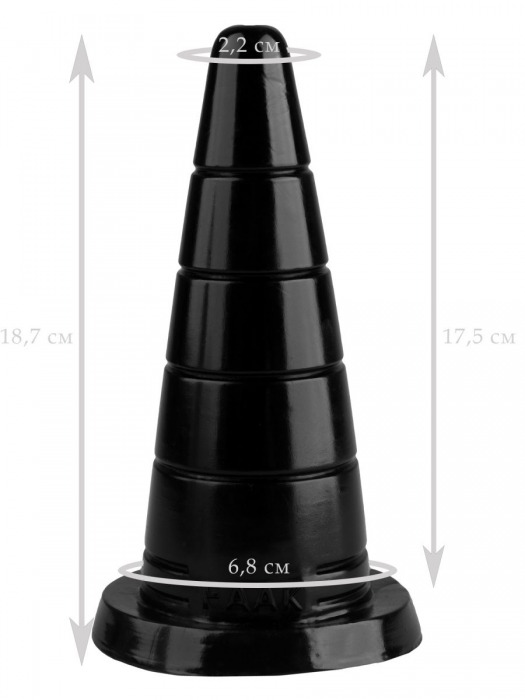 Черный рельефный анальный конус - 18,7 см. - Джага-Джага