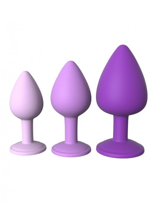 Набор из 3 фиолетовых анальных пробок со стразами Little Gems Trainer Set - Pipedream - купить с доставкой в Ростове-на-Дону