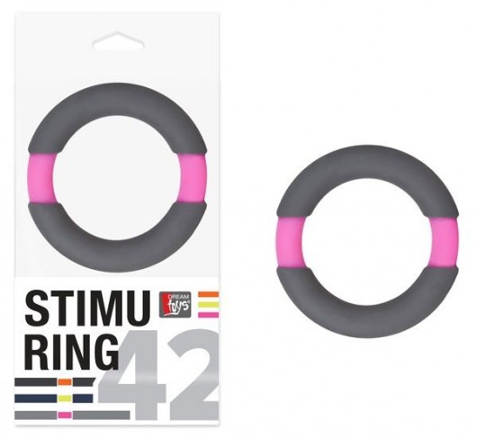 Серо-розовое эрекционное кольцо на пенис Neon Stimu - Dream Toys - в Ростове-на-Дону купить с доставкой