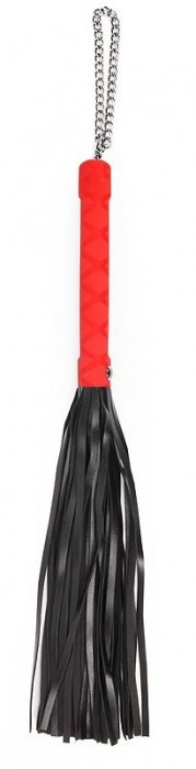 Черная многохвостая плеть-флоггер с красной ручкой - 40 см. - Notabu - купить с доставкой в Ростове-на-Дону