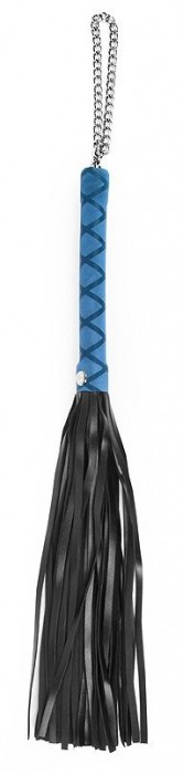 Черная многохвостая плеть-флоггер с синей ручкой - 40 см. - Notabu - купить с доставкой в Ростове-на-Дону