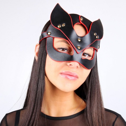 Черно-красная игровая маска с ушками - Notabu - купить с доставкой в Ростове-на-Дону
