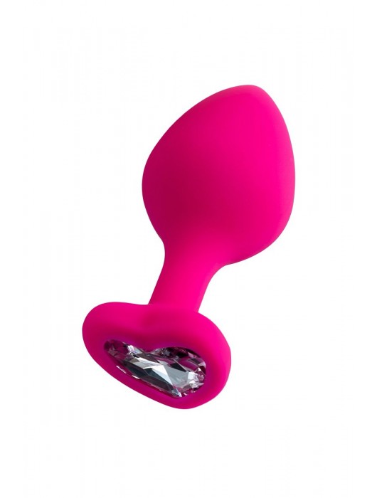 Розовая анальная втулка Diamond Heart с прозрачным кристаллом - 8 см. - ToyFa - купить с доставкой в Ростове-на-Дону
