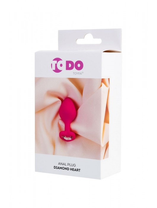 Розовая анальная втулка Diamond Heart с прозрачным кристаллом - 8 см. - ToyFa - купить с доставкой в Ростове-на-Дону
