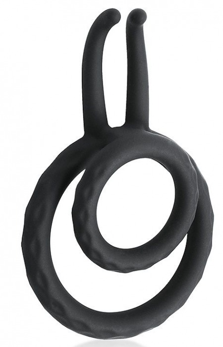 Черное двойное эрекционное кольцо с усиками - Bior toys - в Ростове-на-Дону купить с доставкой