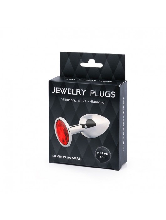 Серебристая анальная пробка с красным стразом - 7,2 см. - Anal Jewelry Plug - купить с доставкой в Ростове-на-Дону