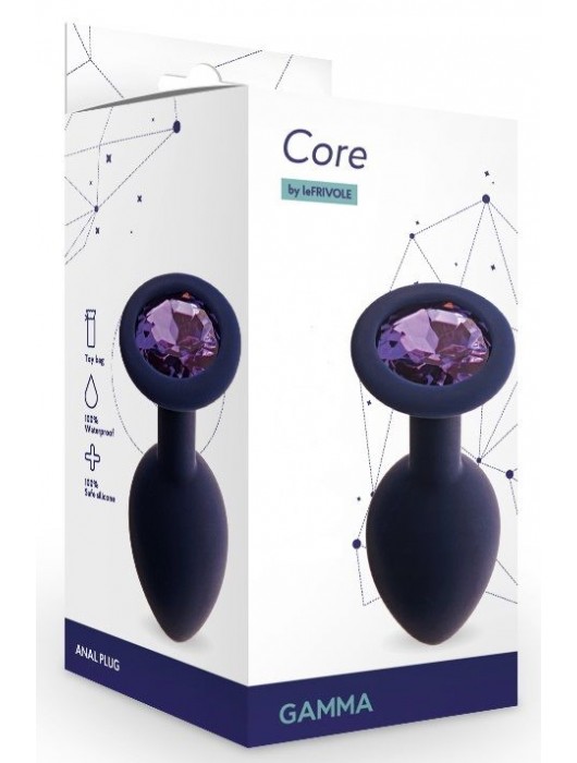 Черничная анальная пробка с фиолетовым кристаллом Gamma M - 8,1 см. - Le Frivole - купить с доставкой в Ростове-на-Дону