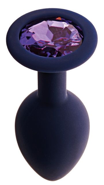 Черничная анальная пробка с фиолетовым кристаллом Gamma M - 8,1 см. - Le Frivole - купить с доставкой в Ростове-на-Дону