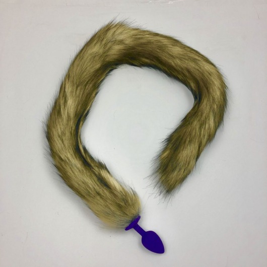 Фиолетовая анальная пробка с длинным лисьим хвостом - Vandersex