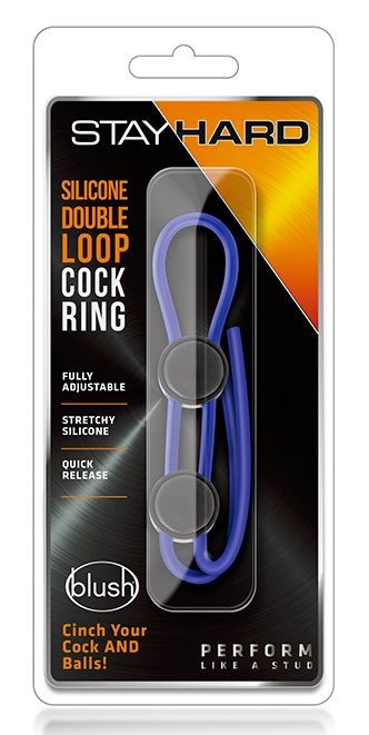 Синее двойное эрекционное лассо Silicone Double Loop Cock Ring - Blush Novelties - в Ростове-на-Дону купить с доставкой