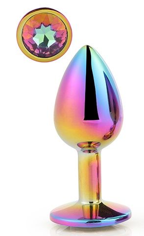 Голографическая анальная втулка с радужным кристаллом - 7,1 см. - Dream Toys - купить с доставкой в Ростове-на-Дону