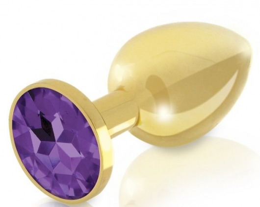 Набор из 2 золотистых анальных пробок с фиолетовыми кристаллами Booty Plug Original Luxury Set - Rianne S - купить с доставкой в Ростове-на-Дону