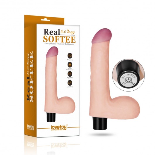 Телесный вибромассажер-реалистик Real Softee Cock 8 - 17 см. - Lovetoy