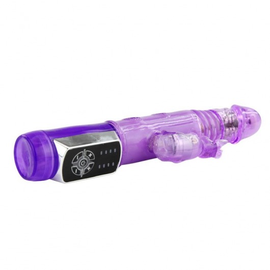 Фиолетовый ротатор с возвратно-поступательными движениями и клиторальным стимулятором - 24 см. - Baile