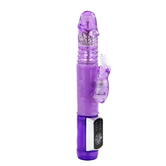 Фиолетовый ротатор с возвратно-поступательными движениями и клиторальным стимулятором - 24 см. - Baile