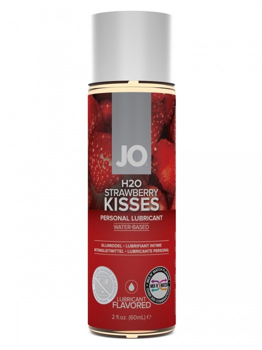 Лубрикант на водной основе с ароматом клубники JO Flavored Strawberry Kiss - 60 мл. - System JO - купить с доставкой в Ростове-на-Дону