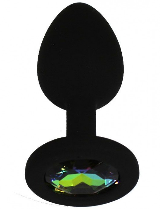 Черная анальная пробка с радужным кристаллом - 7,3 см. - Eroticon - купить с доставкой в Ростове-на-Дону