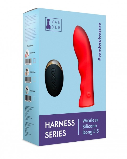 Красный вибрострапон Vander Wireless Silicone Dong - 14 см. - Vandersex - купить с доставкой в Ростове-на-Дону
