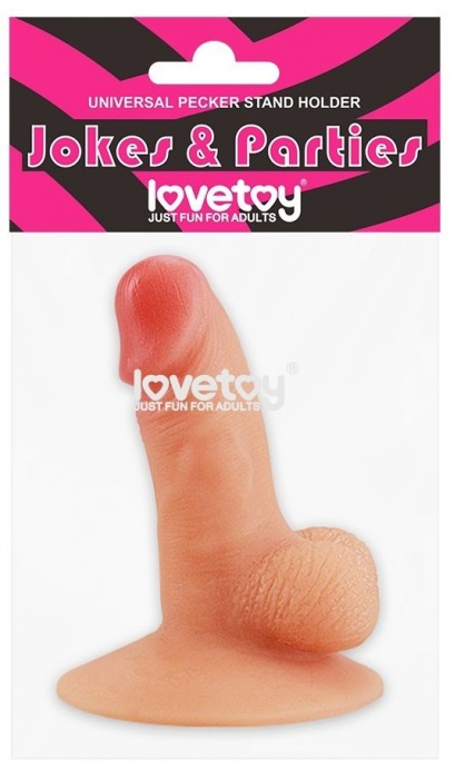 Телесный пенис-сувенир Universal Pecker Stand Holder - Lovetoy - купить с доставкой в Ростове-на-Дону