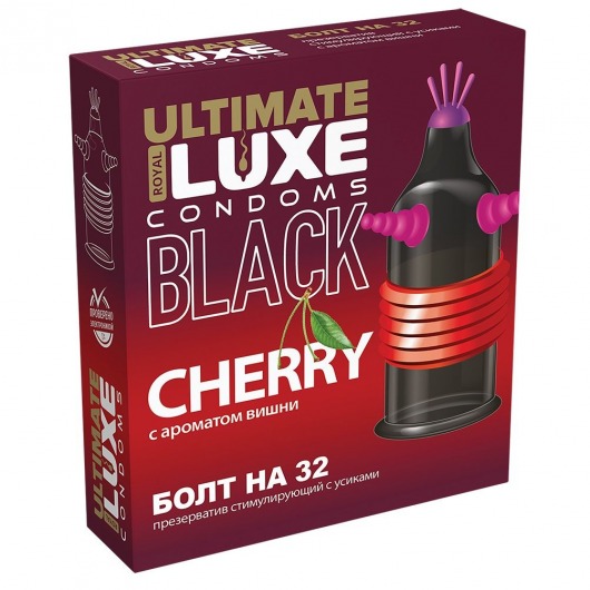 Черный стимулирующий презерватив  Болт на 32  с ароматом вишни - 1 шт. - Luxe - купить с доставкой в Ростове-на-Дону