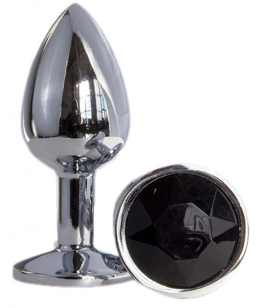 Металлическая анальная втулка с черным кристаллом - 7,2 см. - OYO