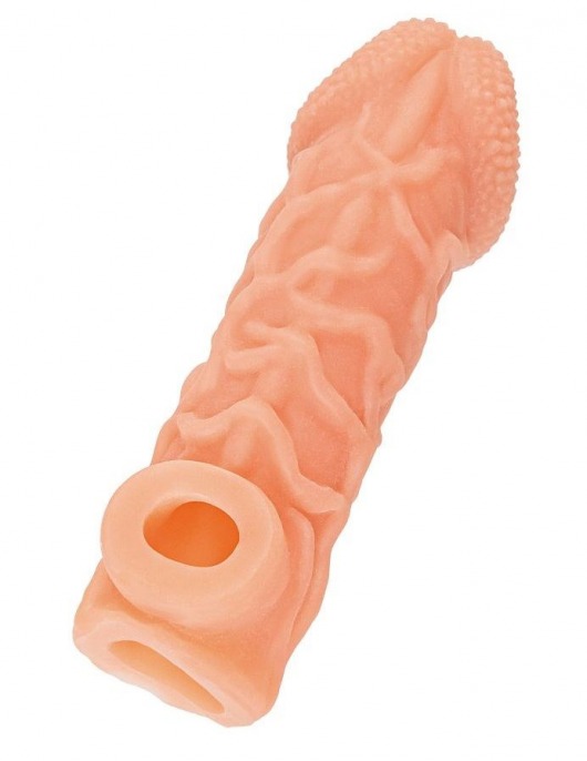 Телесная закрытая насадка с венками Cock Sleeve Size S - 13,8 см. - KOKOS - в Ростове-на-Дону купить с доставкой