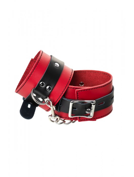 Красно-черные оковы на ноги из кожи - ToyFa - купить с доставкой в Ростове-на-Дону