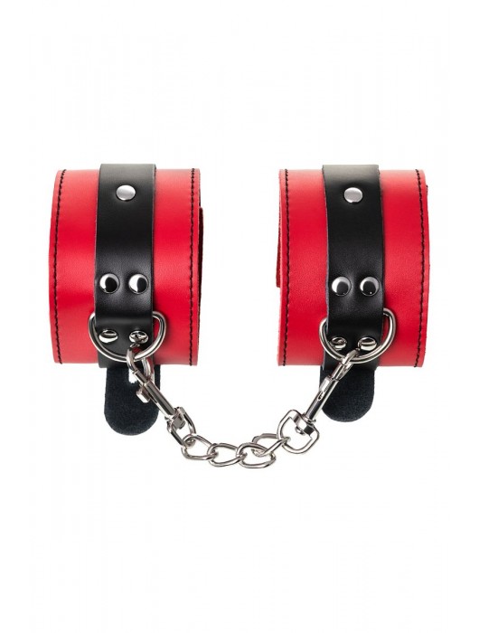 Красно-черные оковы на ноги из кожи - ToyFa - купить с доставкой в Ростове-на-Дону